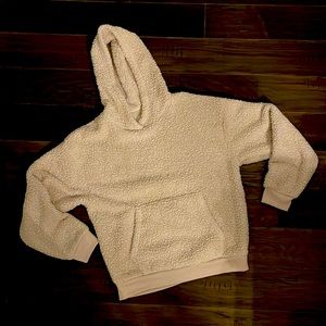 American Eagle Sherpa Pullover Hoodie Cream XS